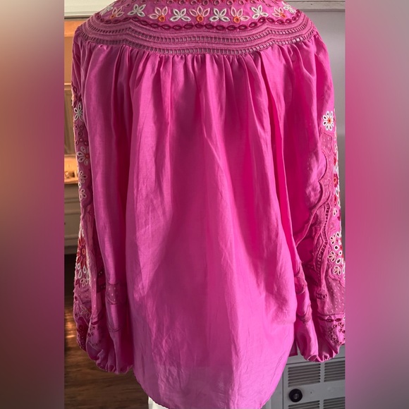 KOBI HALPERIN Blythe Embroidered Peasant Blouse - French Pink - Picture 8 of 10